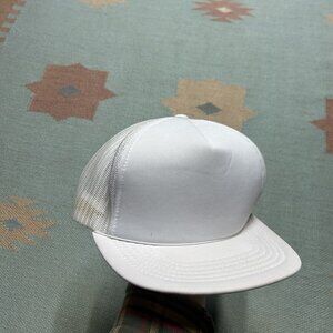 Vintage 80s 90s trucker hat mesh cap blank white snapback plain adjustable